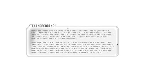 Ventana de decodificación de texto mediana con efecto de letras aleatorias