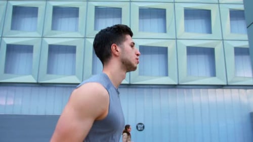 Man Running on City Street for Fitness