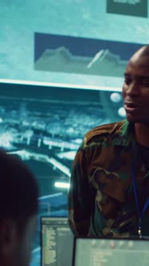 Vertical Video Lieutenant General Coordinating His Army Troops for Complex Military Operations