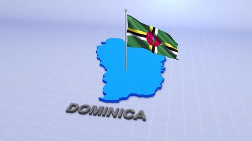 Animated 3D Map and Flag of Dominica with Title