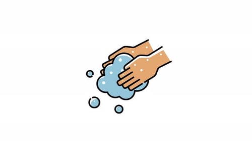 Animated Hands Washing with Soap Bubbles