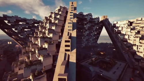 Futuristic Urban Landscape Design at Sunset