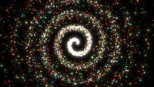 Hypnotizing Spiral Motion Design Background, Particle Swirl Motion Animation Bg. Glowing Loop Spiral