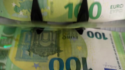 Machine Counting One Hundred Euro Bills