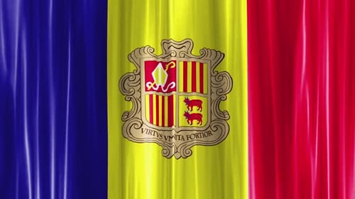 Andorra Flag Waving Curtain Loop Animation