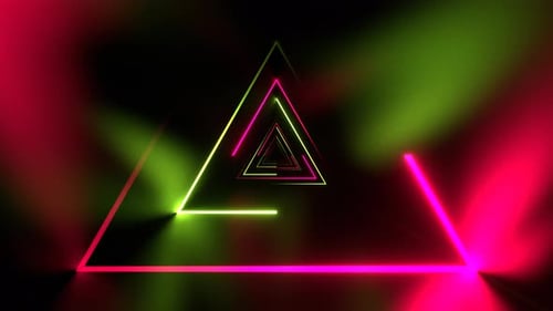 Light Green And Pink Beautiful Neon Triangular Tunnel Background Vj Loop I 4K