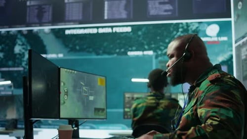 Military Personnel Operating in a Secure Office Environment