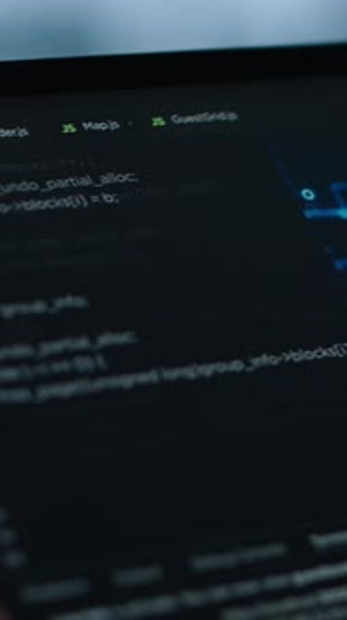 Vertical Video Data Center Technician Using Artificial Intelligence on Tablet Close Up
