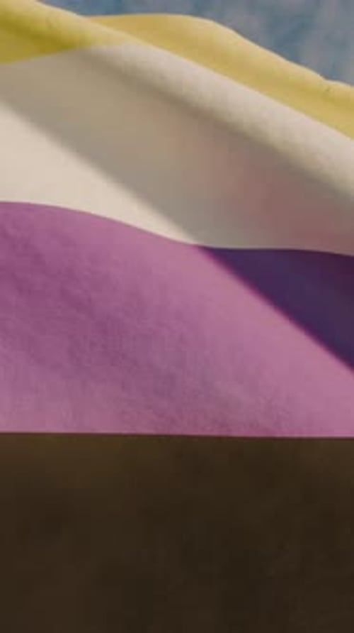 Drapeau non binaire du mois de la fierté agitant en arrière-plan