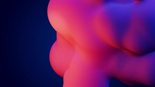3d Render Liquid Pink Blue Metaball Moving in Air Split Into Many Bubbles Meta Balls Deformation