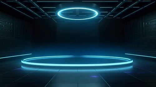 Dynamic Neon Lights Logo Reveal on Dark Stage