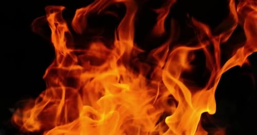 Intense Fire Flames Dancing in Darkness