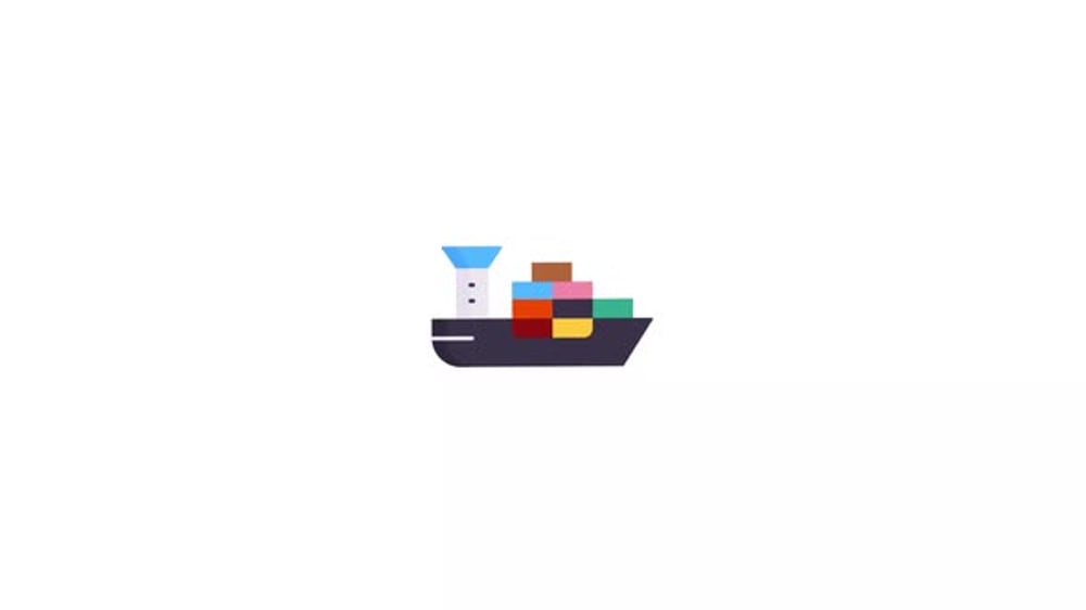 Flat Design Container Ship Loading Cargo Animation, Elements Motion ...