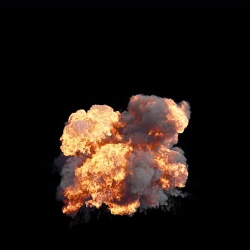 Realistic Fiery Explosion with Billowing Smoke Visual Effect