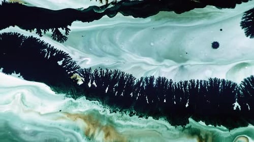 Abstract Footage of Swirling Blue and White Paint