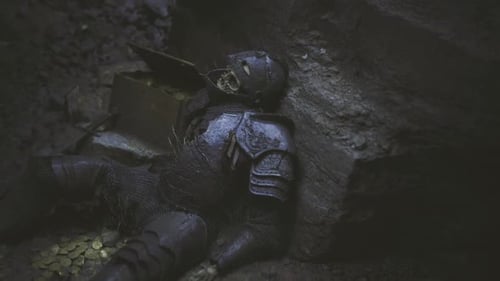 Un gardien vaincu repose sur une scène émouvante de devoir terminée avec un trésor intact