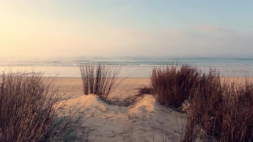 Sunrise at Empty Beach with Gentle Waves