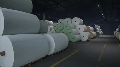 Industrial Textile Factory, Yarn Manufacturing, Large Rolls Of Yarn
