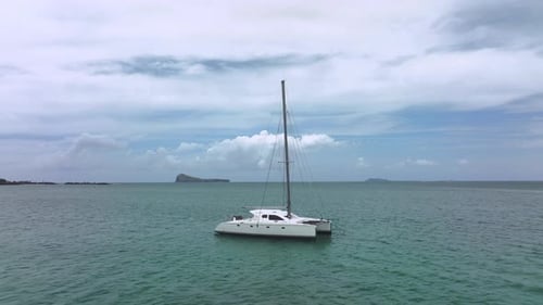 Catamaran In The Ocean On The Horizon, Mauritius