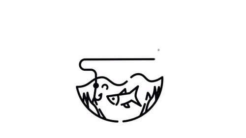 Hand Drawn Sketch Animation of Fishing Hook and Fish