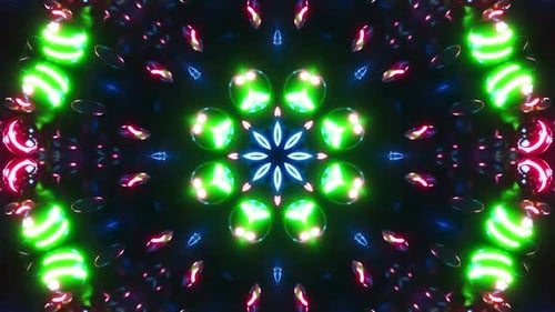 Fond abstrait dynamique au néon avec des lumières pulsées et des formes futuristes