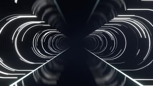 White Sci Fi Neon Tunnel Background VJ Loop l 4K