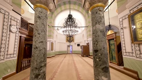 Intricate Interior of Spiritual Building with Marble Columns