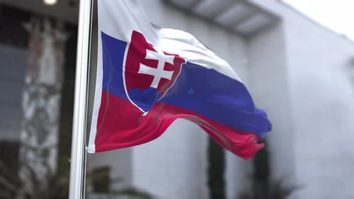Realistic Waving Flag of Slovakia with Fabric Texture