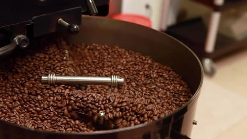 Coffee Beans being Roasted in Machine