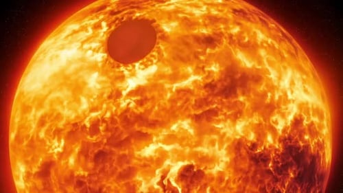 Fiery Sun Star Energy with Swirling Dark Spot