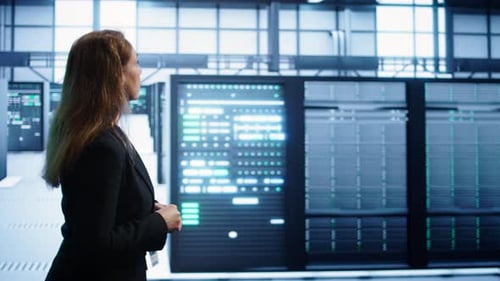 IT Professional Supervising Data Center Workplace Checking Hardware