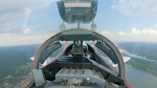 View from Cockpit of Jet Aircraft in Flight