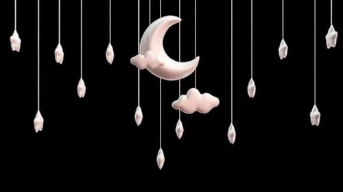 Elegant Hanging Moon, Stars, and Clouds Animated Decor