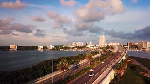 Traffic on the bridge And Beautiful bridge over the river
