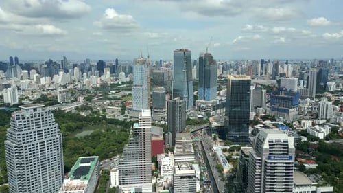 Downtown And Lumpini Park in Bangkok Thailand