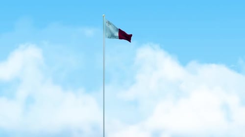 Realistic Malta Flag Waving Animation on Clear Blue Sky