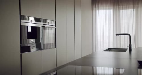 Modern kitchen interior design with sleek cabinets