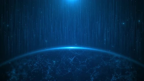 Earth Rotating Space Financial Charts Figures. Abstract. Futuristic Business Technology, Artificial