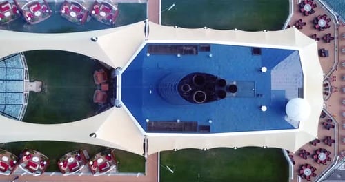 Large cruise ship at sea, Aerial follow footage