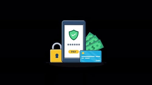 Secure Mobile Payment Illustration with Credit Card and Padlock