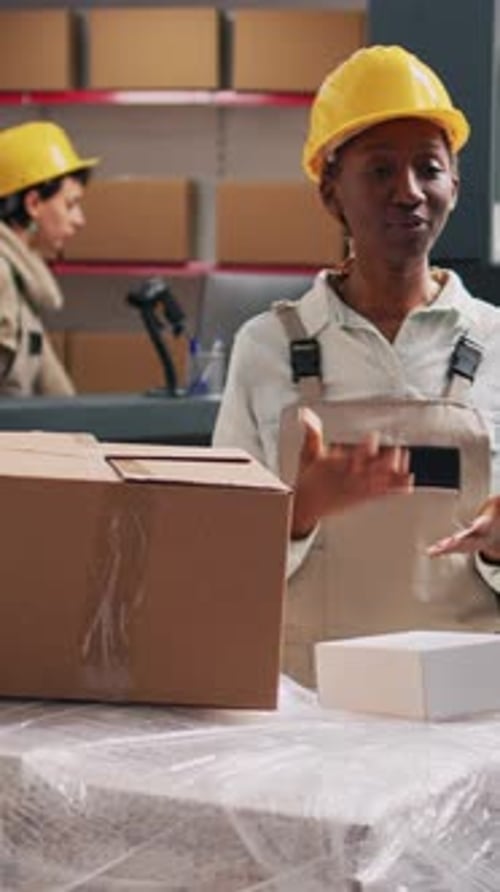 Warehouse Employee Recording Video for Corporate Communication