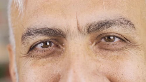 Close-up mature man eyes.