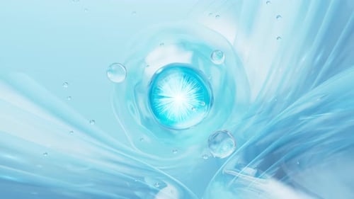 Abstract Fluid Animation with Glowing Cell and Bubbles