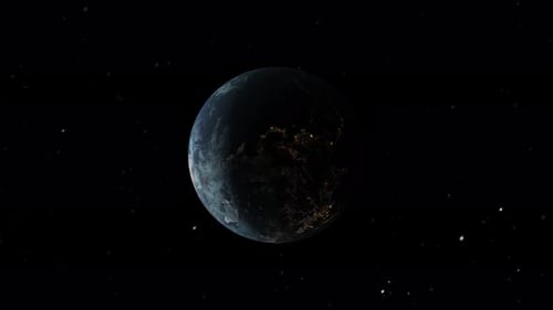 Rotating Earth from Space with City Lights and Clouds