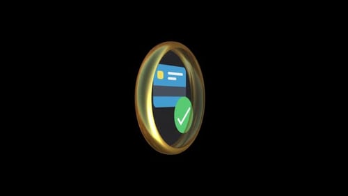 Modern Golden Ring with Animated Success and Transaction Icons