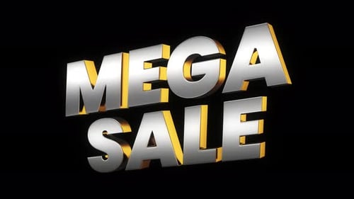 3D Metallic Gold Mega Sale Text Reveal Animation
