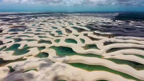 Scenic Dunes Lakes at Lencois Maranhenses Brazil. Summer Landscape.