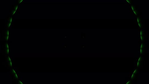 Green pulsating flashes music rhythm on black background 3d render. Vj and Dj loop for bar, night