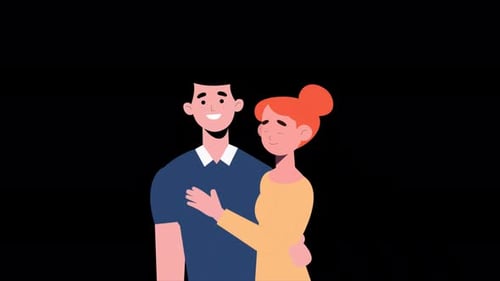 Happy Couple Man And Woman Hugging Each Other 4K Alpha Channel