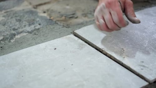 Tile Laying Process Close Up